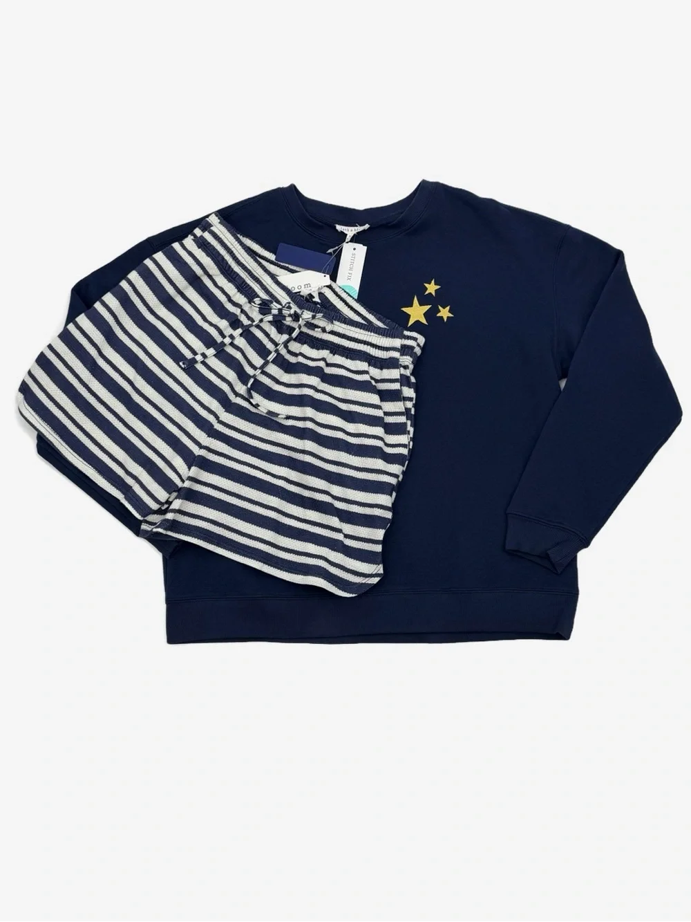 Cloth & Bloom Stitch Fix Fleece Sweatshirt & Stripe Shorts Set Medium NWT